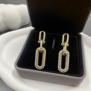 14k gold link drop earrings